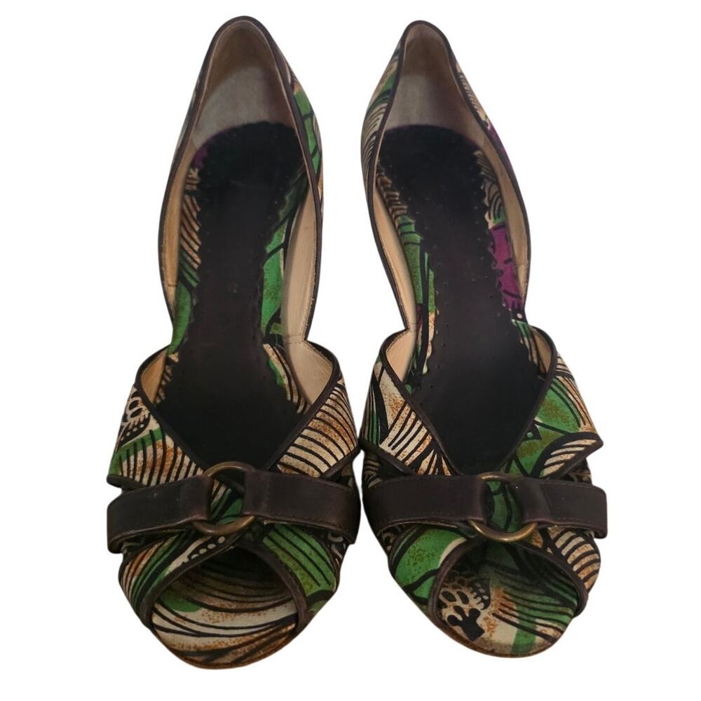 Bettye Muller Peep Toe Abstract Print Heels, EU 37
